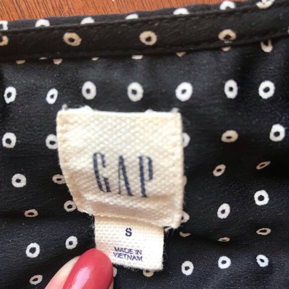 Gap Long Sleeve Wrap Dress Modest Polka Dot Black White Women's Small - Picture 8 of 8